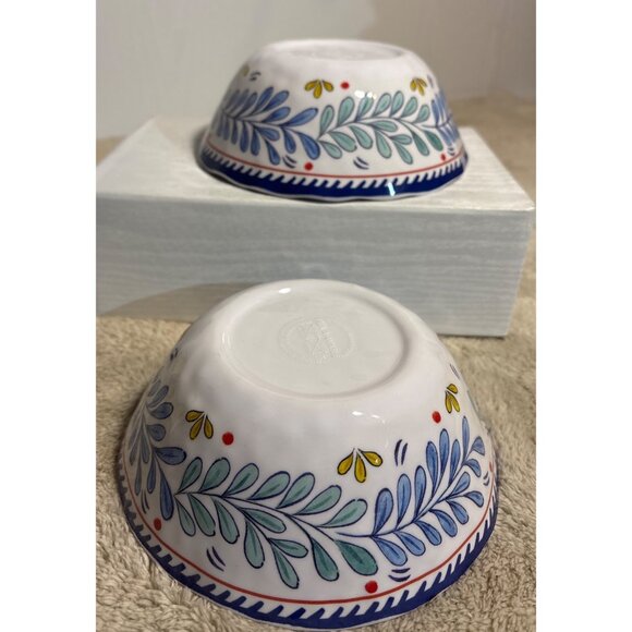 Set of 2 Mela-Ware Floral Design Melamine Salad Cereal Bowls 6.5" Scalloped Edge - Picture 3 of 8